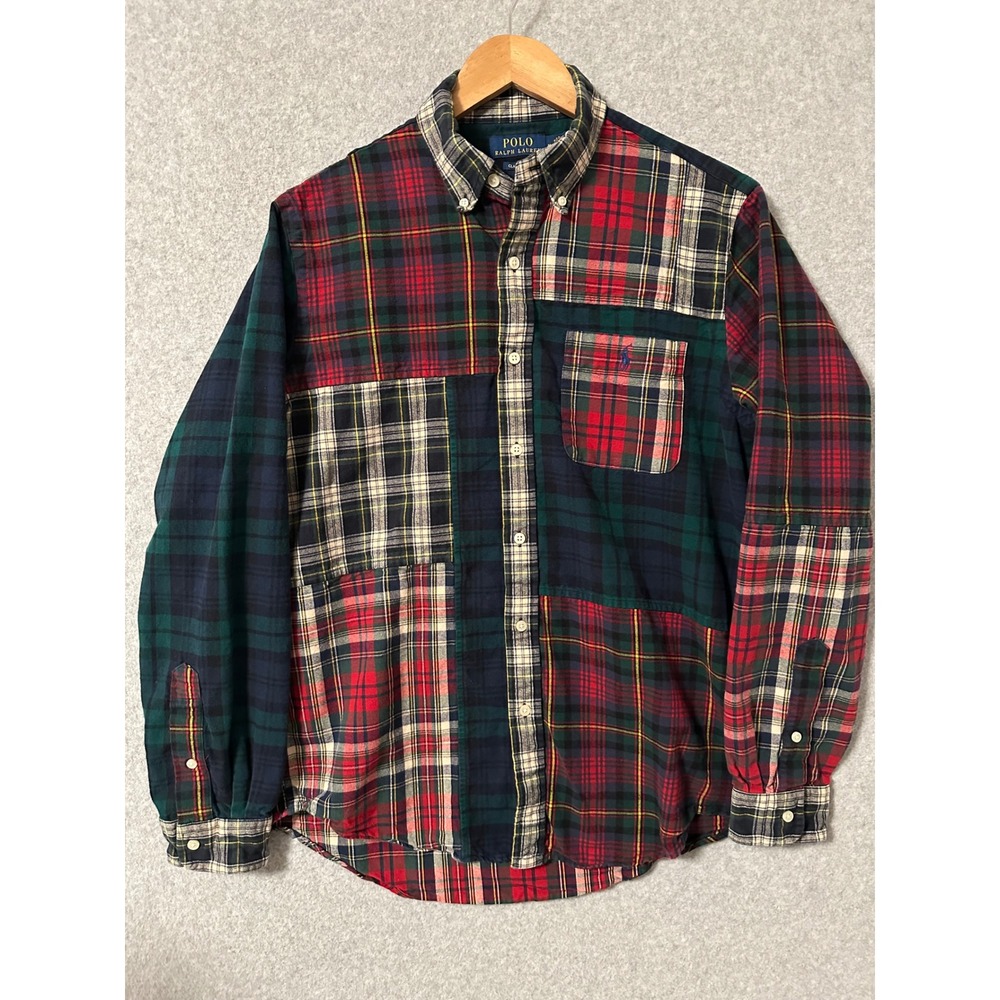 Polo Ralph Lauren Patchwork Plaid Shirt Mens Size M Multicolor Classic Fit